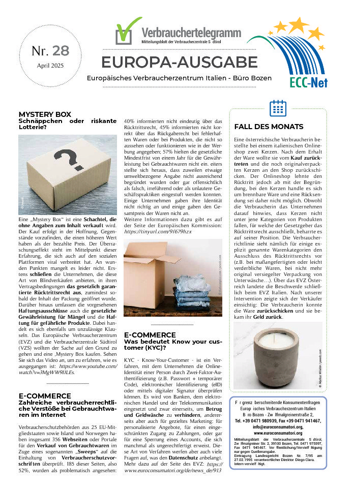 Verbrauchertelegramm Europaausgabe April 2025